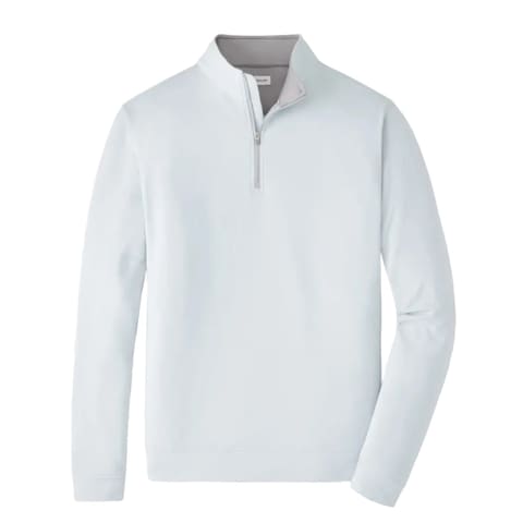 A light blue long-sleeve quarter-zip pullover sweatshirt with a gray inner collar lining, displayed on a clean white background.