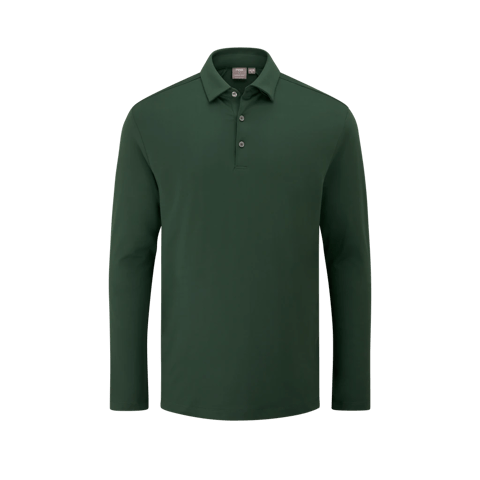 PING Men`s Demitri Long Sleeve Polo Shirt - Gorse Green