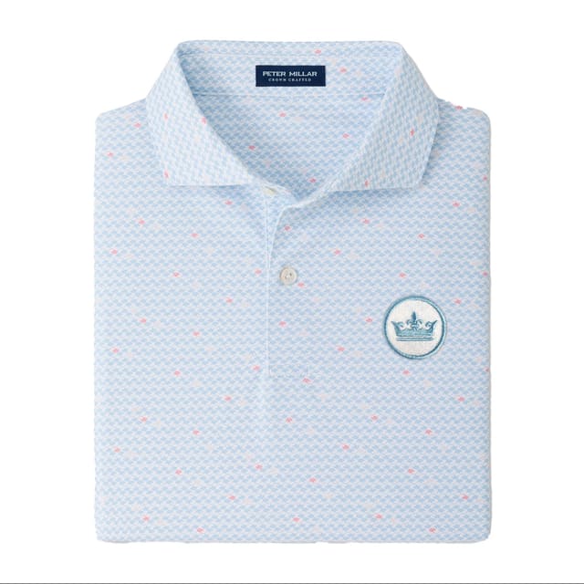 peter millar golf polo with blue pattern