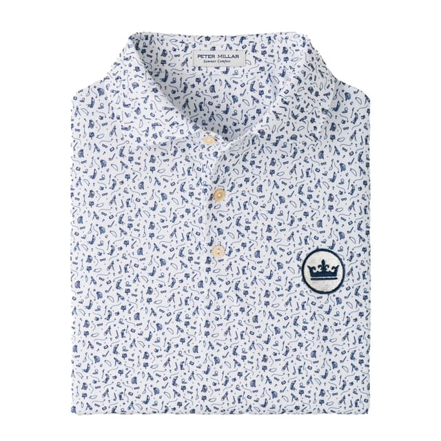 peter millar golf polo with navy pattern