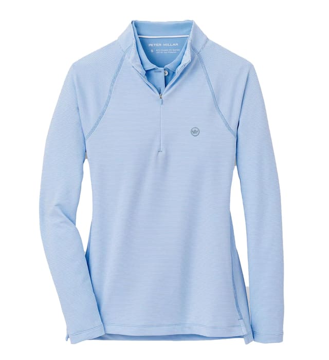 Peter Millar Ladies Sugar Stripe Quarter Zip - Cottage Blue