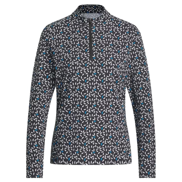 Adidas Ladies Ultimate365 Printed Quarter Zip Mock Polo - Lucid Ray Blue