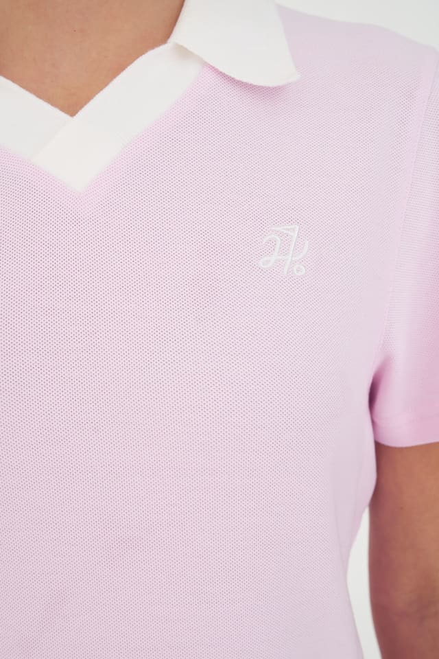 Huffer Women's Birdie Polo - Camellia/White