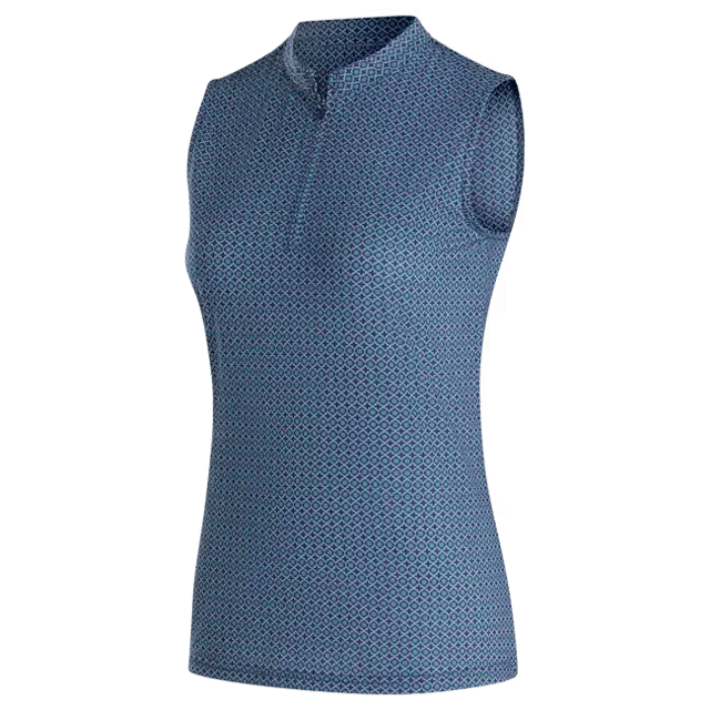 FootJoy Ladies Sleeveless Quarter Zip Shirt - Navy/Emerald