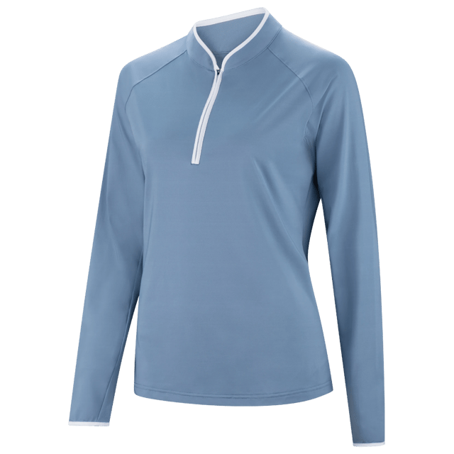 FootJoy Ladies Solid Quarter-Zip Sun Protection Shirt - Blue Stone