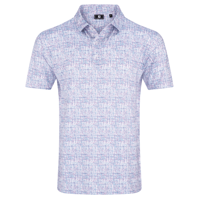 FootJoy Tweed Print Lisle Polo - White/High Tide