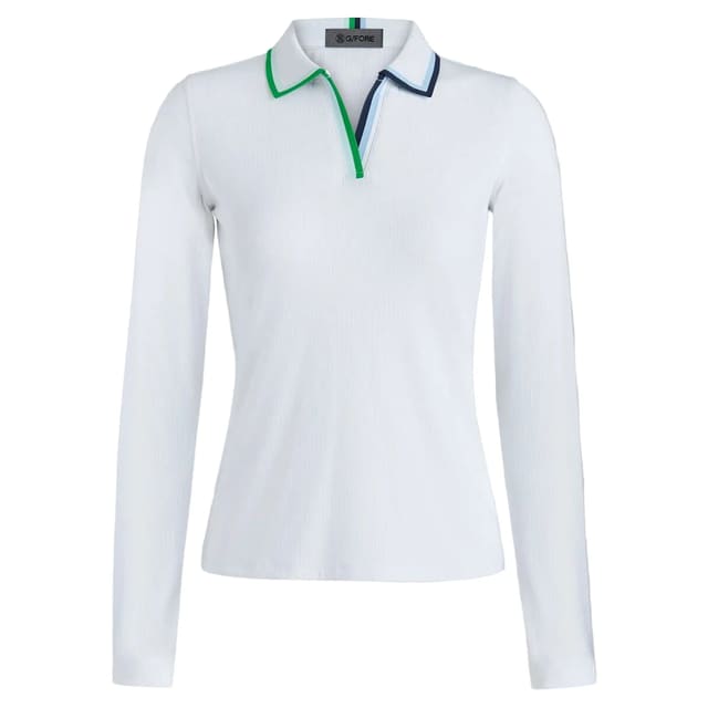 G/Fore Ladies Contrast Johnny Collar Ribbed Long Sleeve