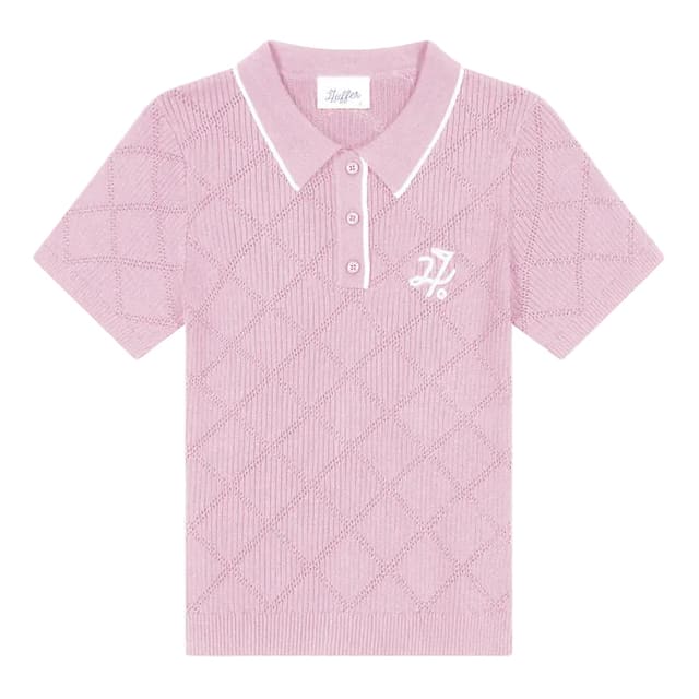 Huffer Golf Ladies Diamond Knit Polo - Petal