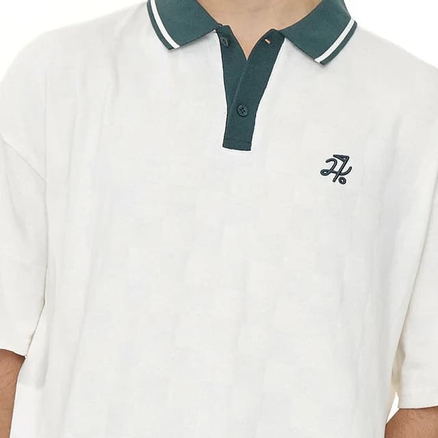Huffer Golf Men's Check Par Polo - Chalk
