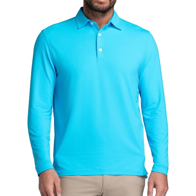 IBKUL Men's Long Sleeve Polo - Turquoise